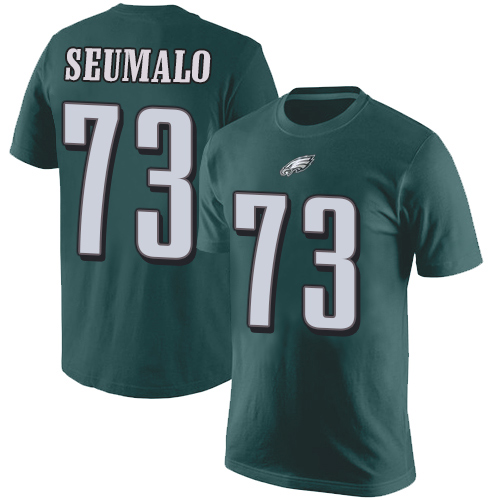 Men Philadelphia Eagles #73 Isaac Seumalo Green Rush Pride Name and Number NFL T Shirt->nfl t-shirts->Sports Accessory